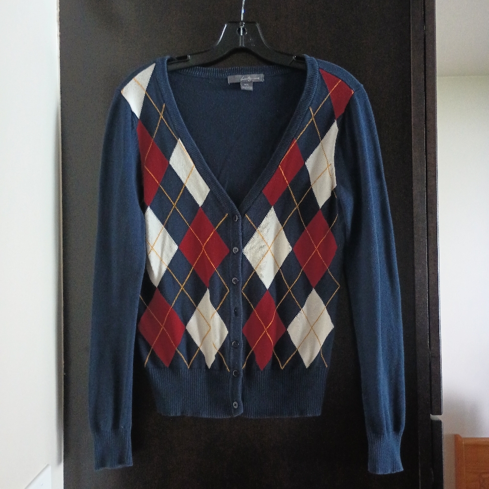 Navy Argyle Cardigan